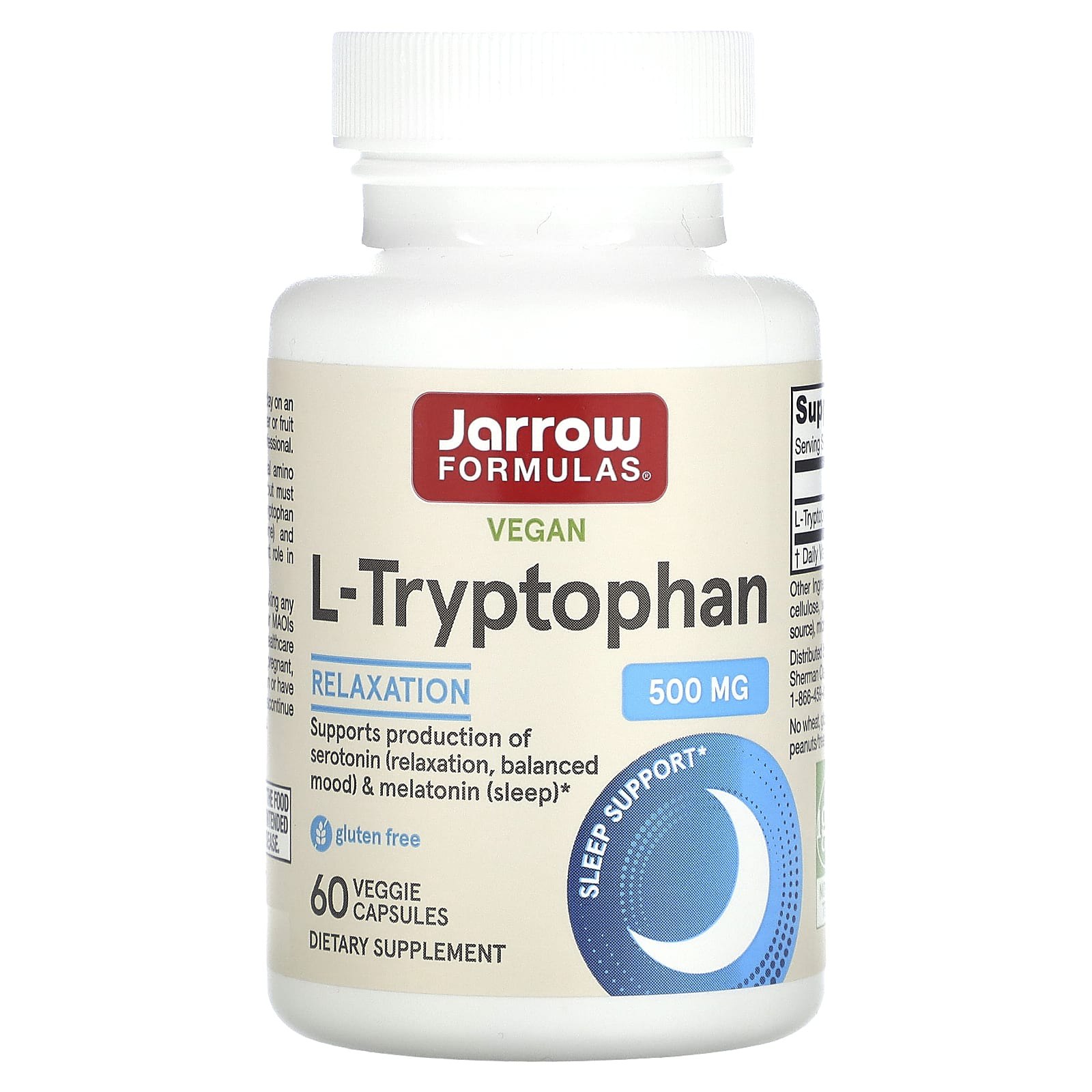 Триптофан Jarrow Formulas (L-Tryptophan) 500 мг, 60 капсул (JRW-15056)