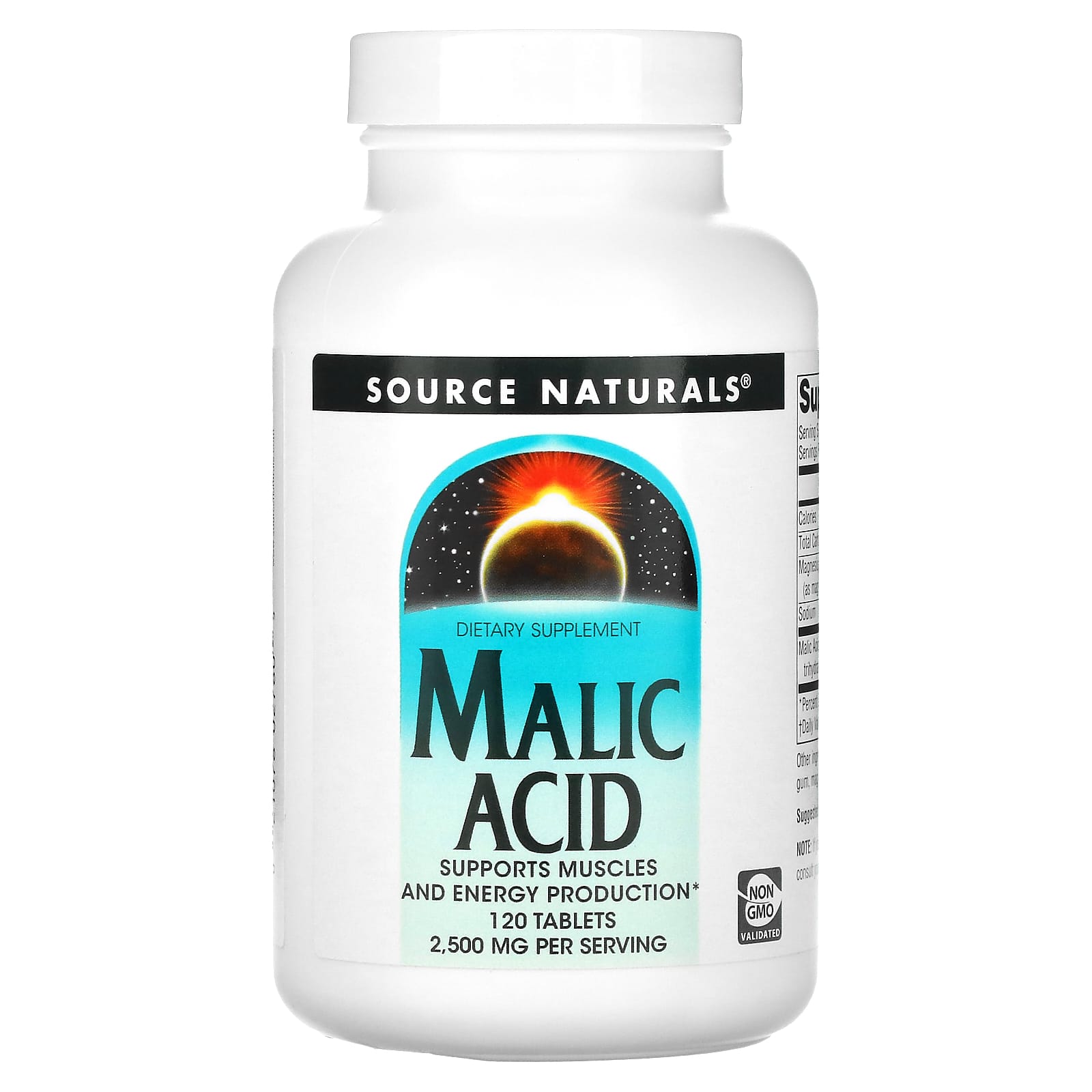 Яблучна кислота Source Naturals Malic Acid 2500 мг, 120 таблеток (SNS-02780)