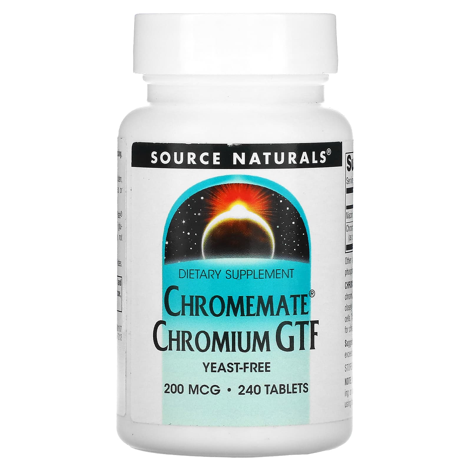 Хром Source Naturals Chromemate Chromium GTF 200 мкг, 240 таб. (SNS-00107)
