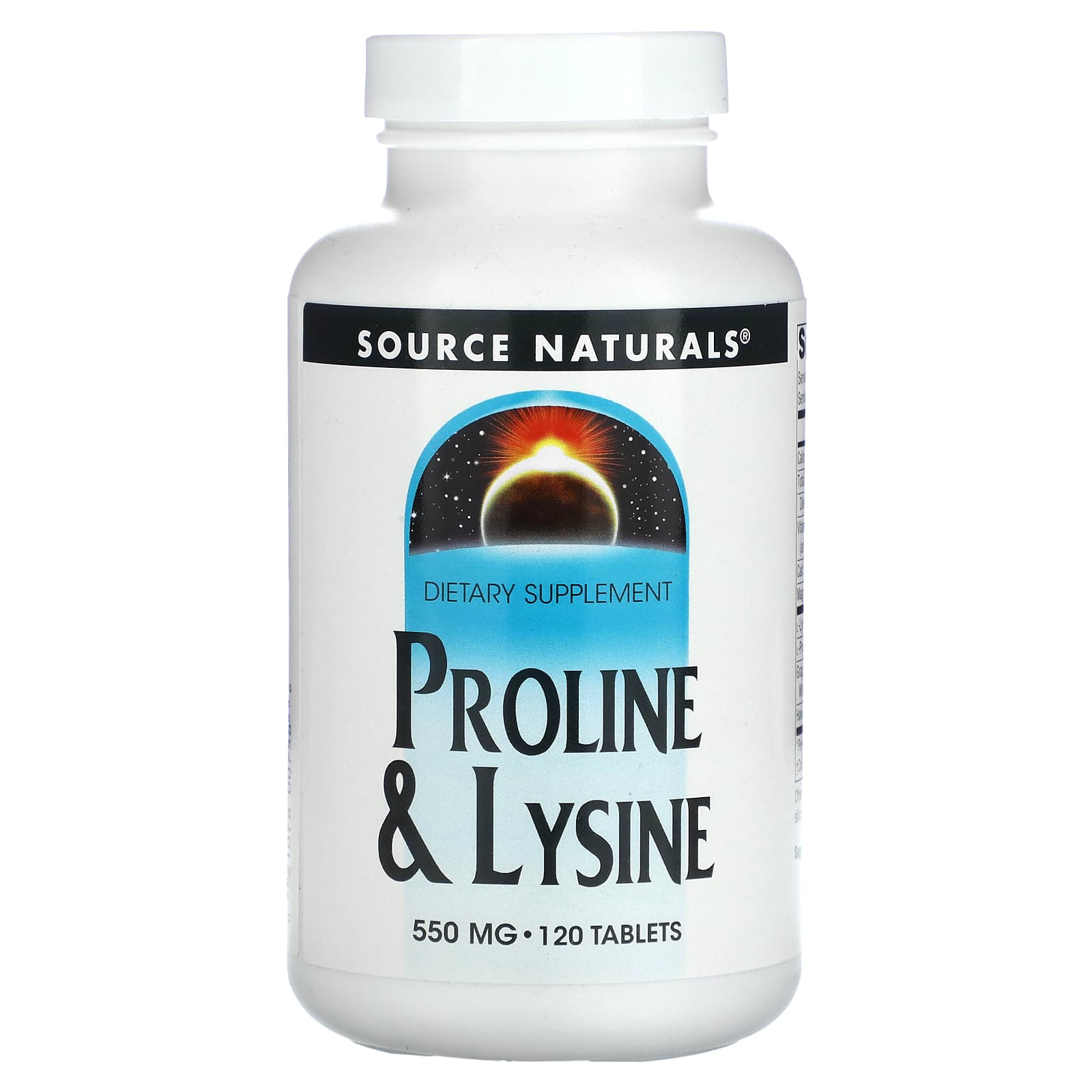 Лізин Пролін Source Naturals L-Proline L-Lysine 550 мг, 120 таблеток (SNS-00758)