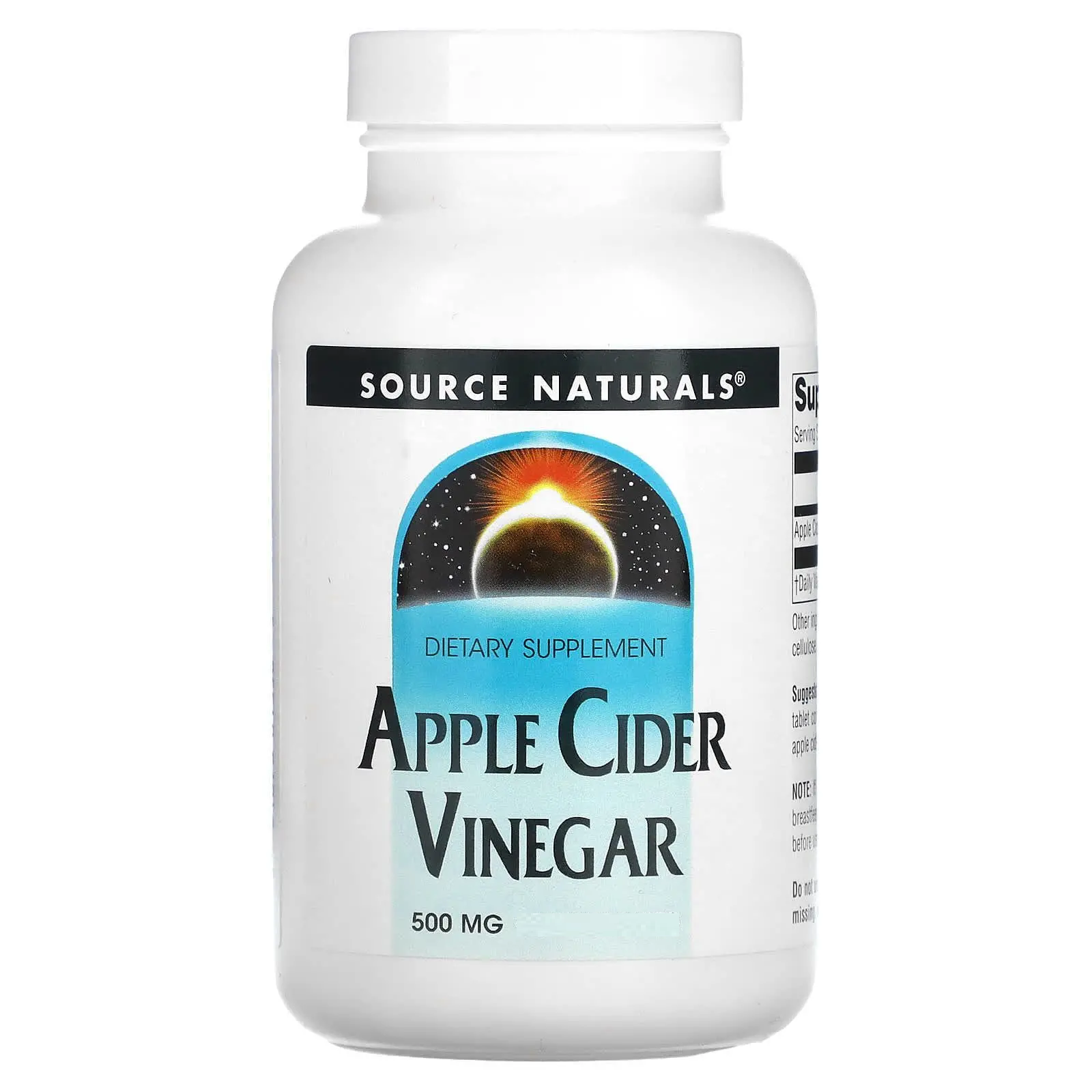 Яблучний оцет Source Naturals Apple Cider Vinegar 500 мг, 90 таблеток (SNS-01355)