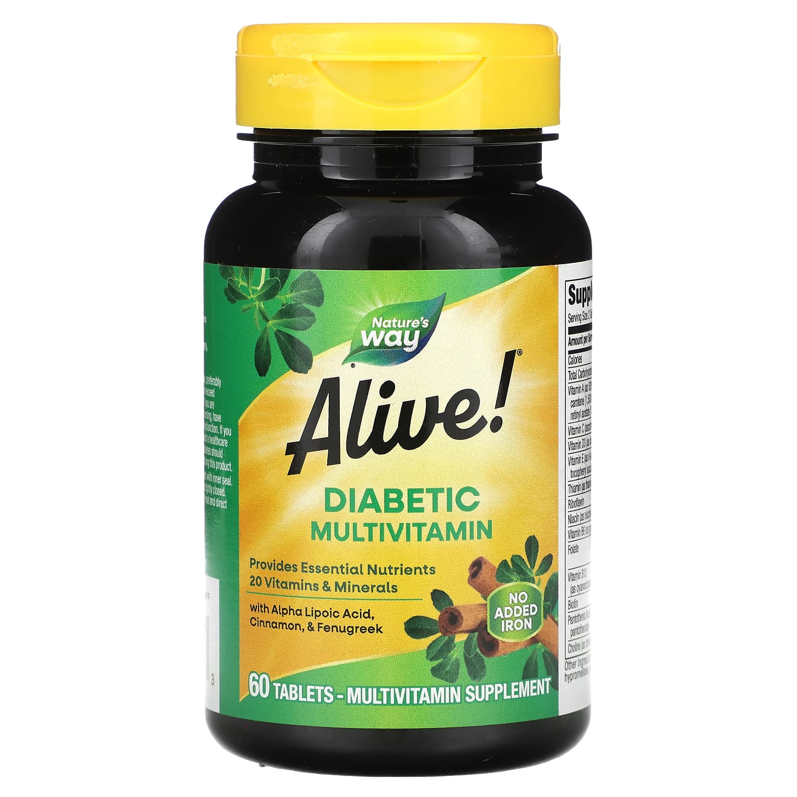 Мультивітаміни для діабетиків Nature's Way Diabetic Multivitamin Alive!, 60 таблеток (NWY-12371)