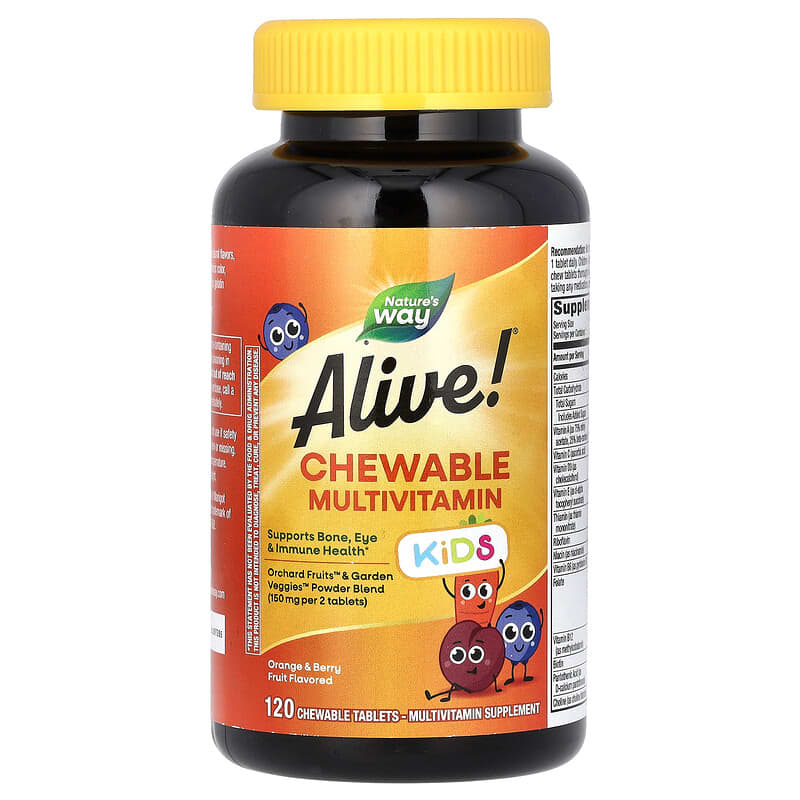 Вітаміни для дітей Alive Nature's Way зі смаком апельсина і ягід Multi-Vitamin, 120 жувальних таблеток (NWY-15786)