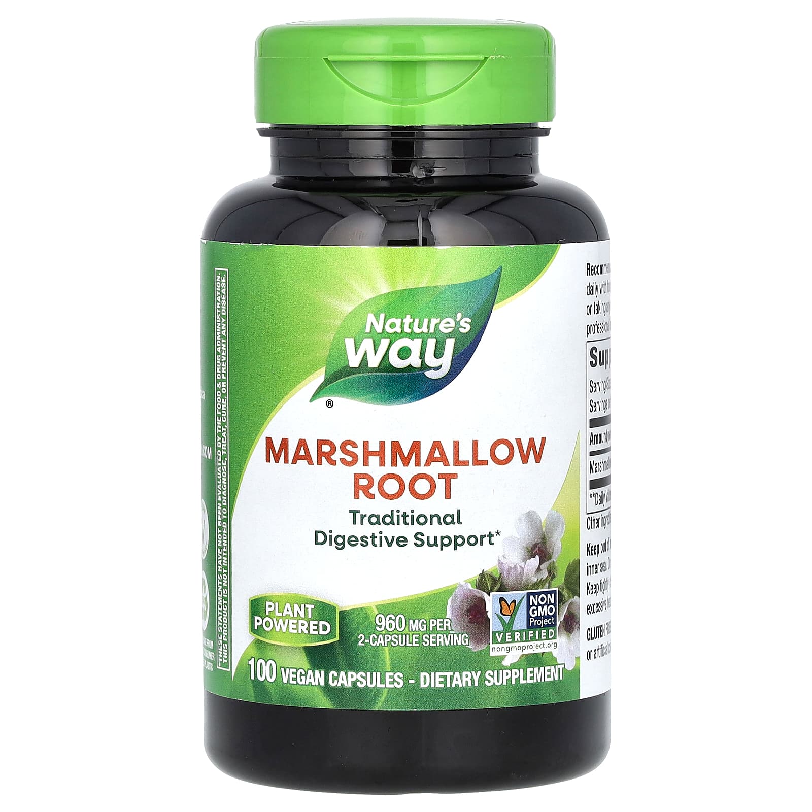 Корінь алтею Nature's Way Marshmallow 960 мг, 100 веганських капсул (480 мг на капсулу)(NWY-14800)