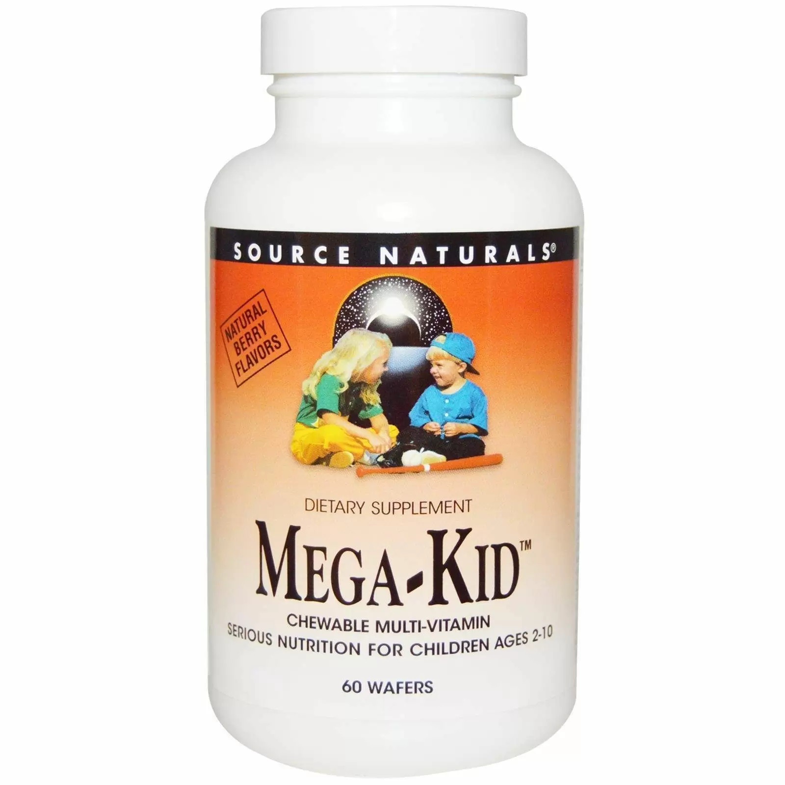 Вітаміни та мінерали для дітей Source Naturals Mega-Kid смак ягід, 60 жувальних таблеток (SNS-01794)