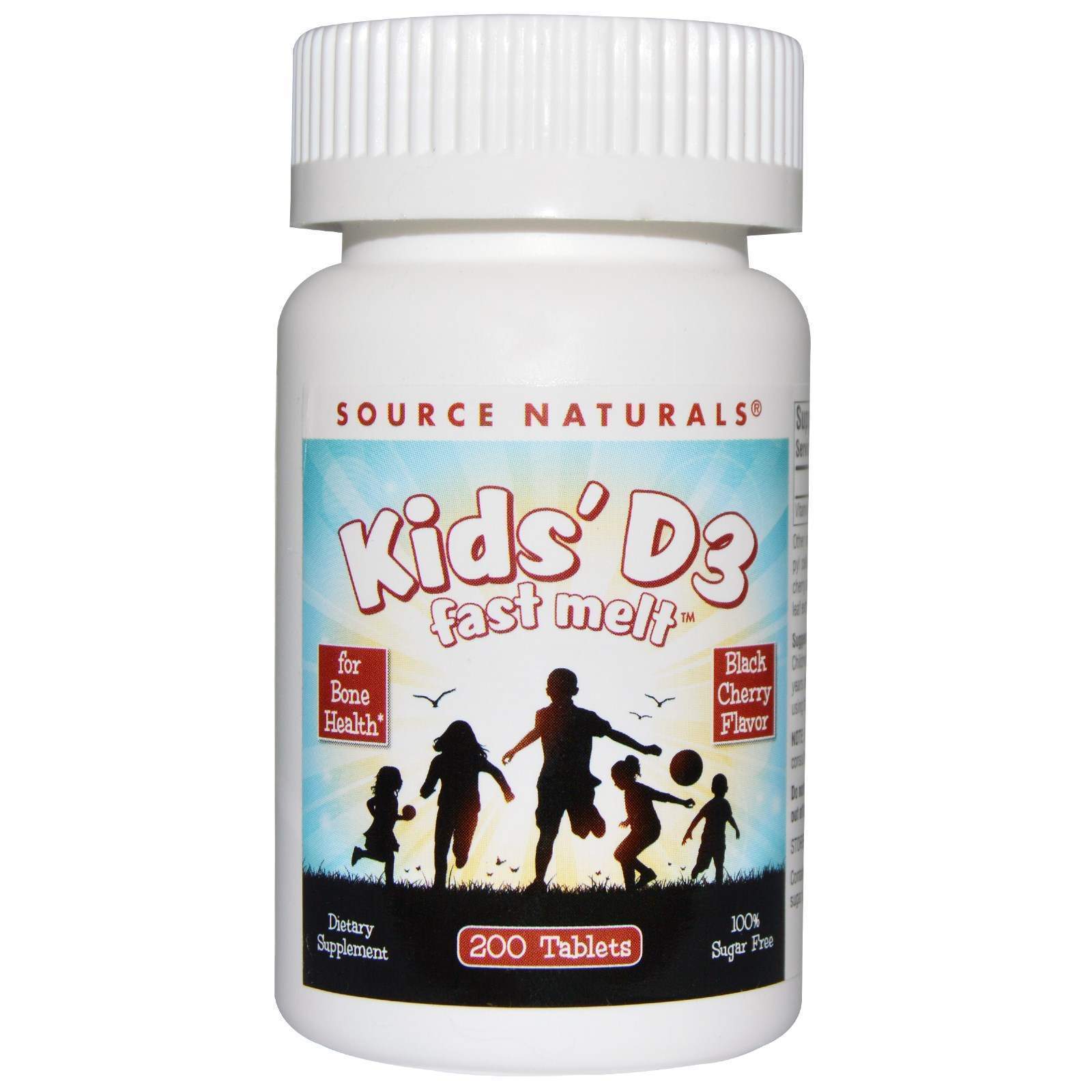 Вітамін D3 для дітей Source Naturals Kids 'D3 швидкорозчинні смак ягід, 200 таб. (SNS-02637)
