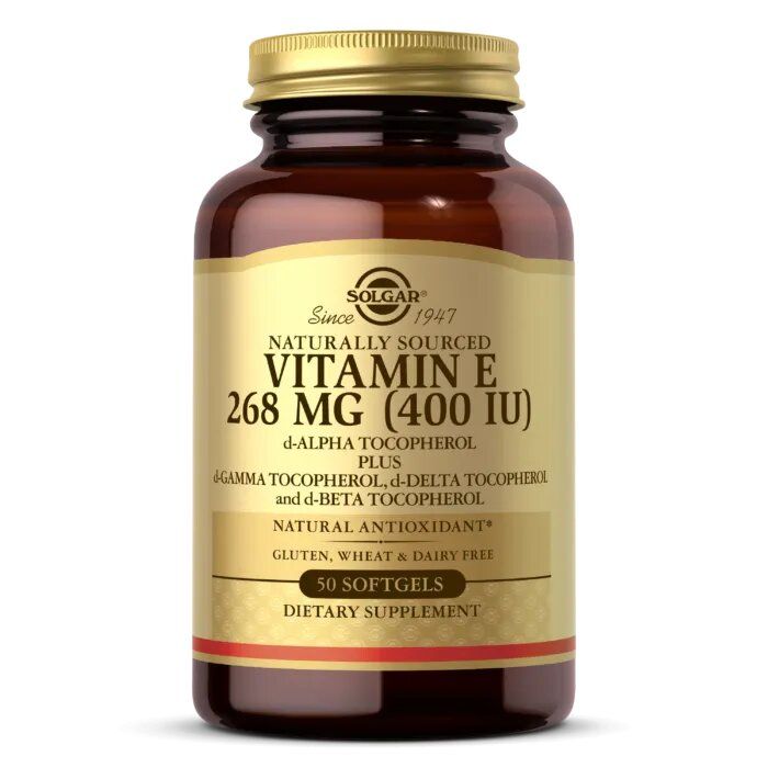 Вітамін Е Solgar Vitamin E натуральний 268 мг (400 МО) 50 гелевих капсул (SOL-03540)