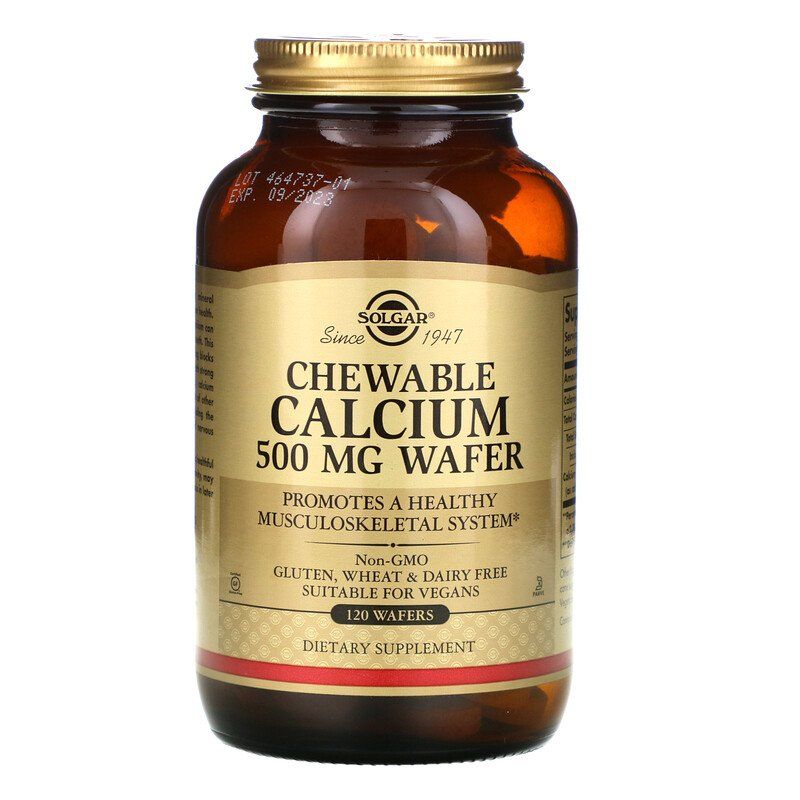 Кальцій жувальний Solgar Chewable Calcium 500 мг, 120 вафель (SOL-00410)