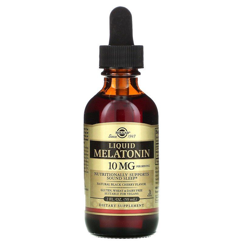 Мелатонін Solgar Melatonin рідкий смак чорної вишні 10 мг, 59 мл (SOL-50380)