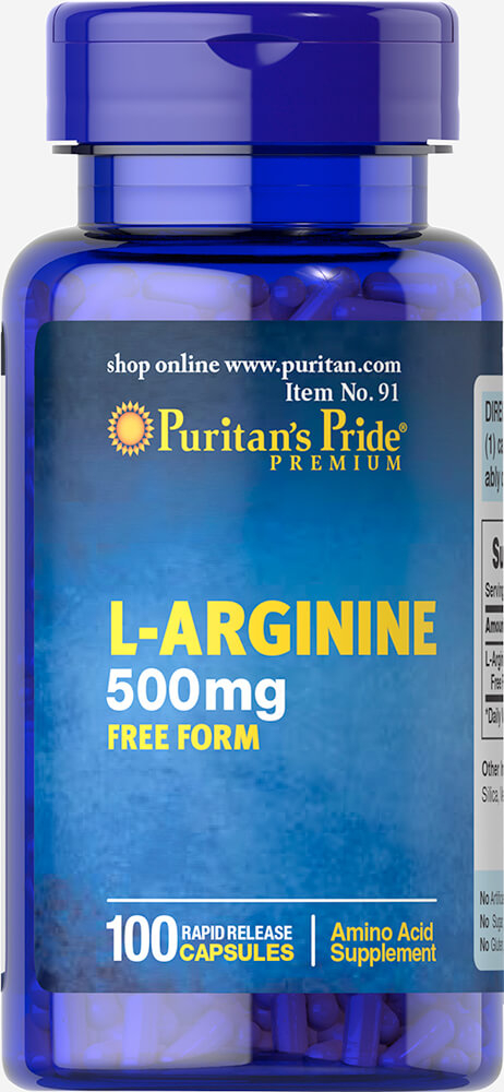 Л-аргінін Puritan's Pride L-Arginine 500 мг, 100 капсул (PTP-10091)