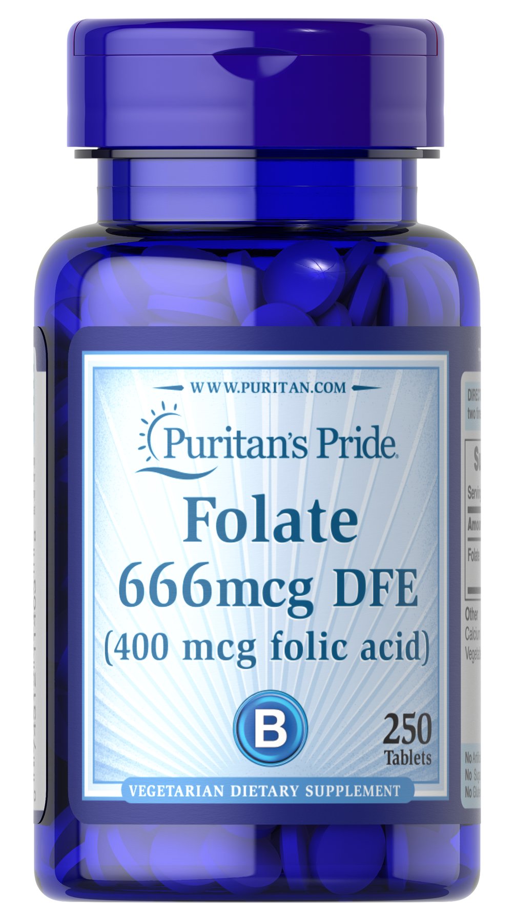 Фолієва кислота Puritan's Pride Folic Acid 400 мкг, 250 таблеток (PTP-11403)