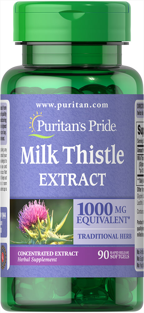 Розторопша Puritan's Pride Milk Thistle 4: 1 (Silymarin) 1000 мг, 90 капсул (PTP-11944)