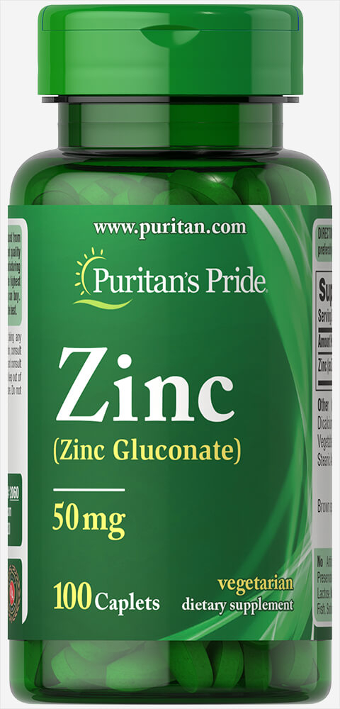 Цинк глюконат Puritan's Pride Zinc 50 мг, 100 капсул (PTP-12060)