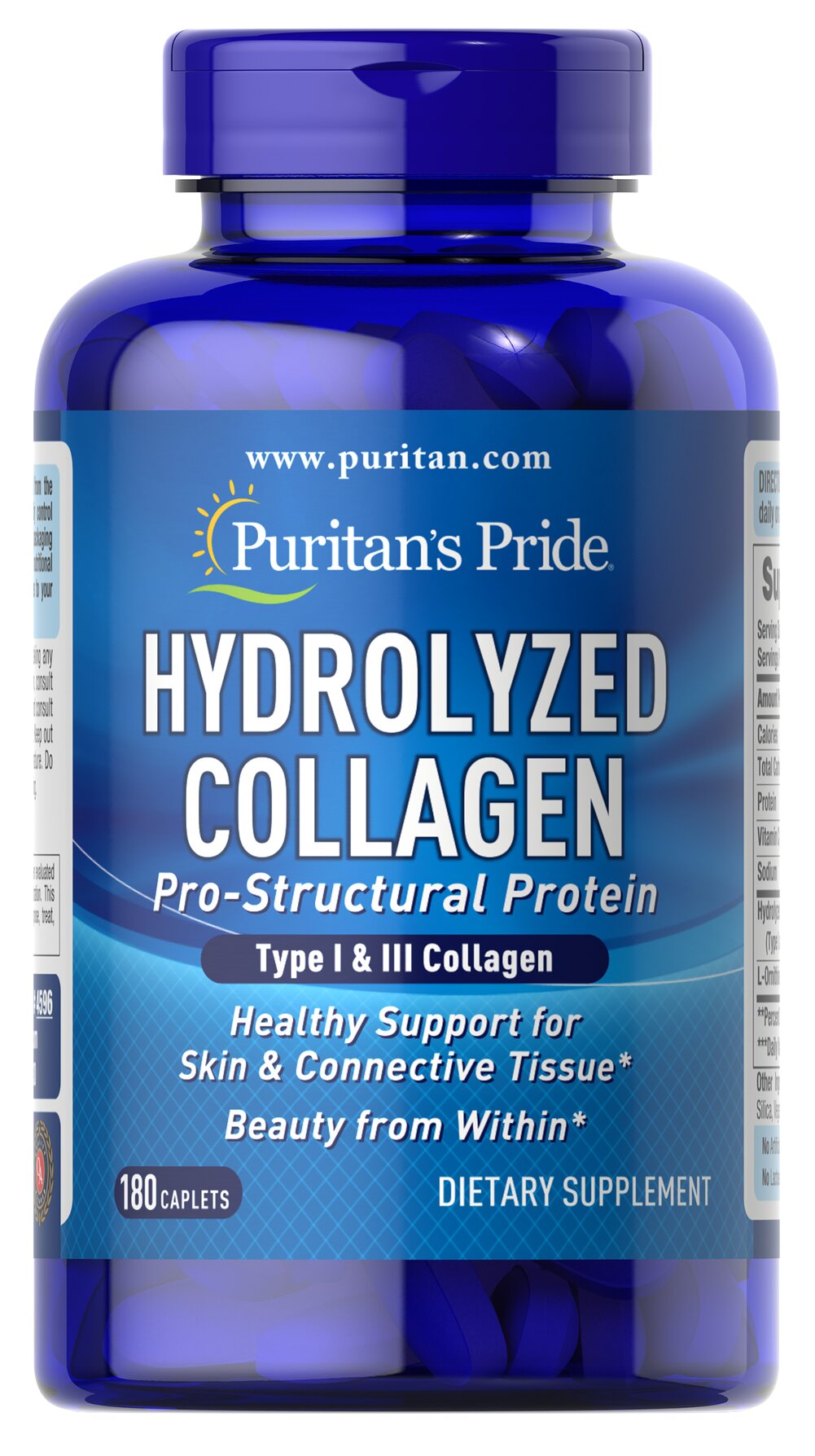 Колаген Puritan's Pride Hydrolyzed Collagen гідролізований 1000 мг, 180 каплет (PTP-14596)
