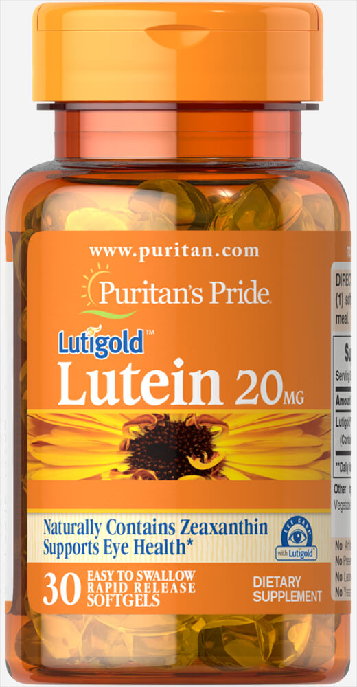 Лютеїн для зору з зеаксантином Puritan's Pride Lutein with Zeaxanthin 20 мг, 30 капсул (PTP-14900)