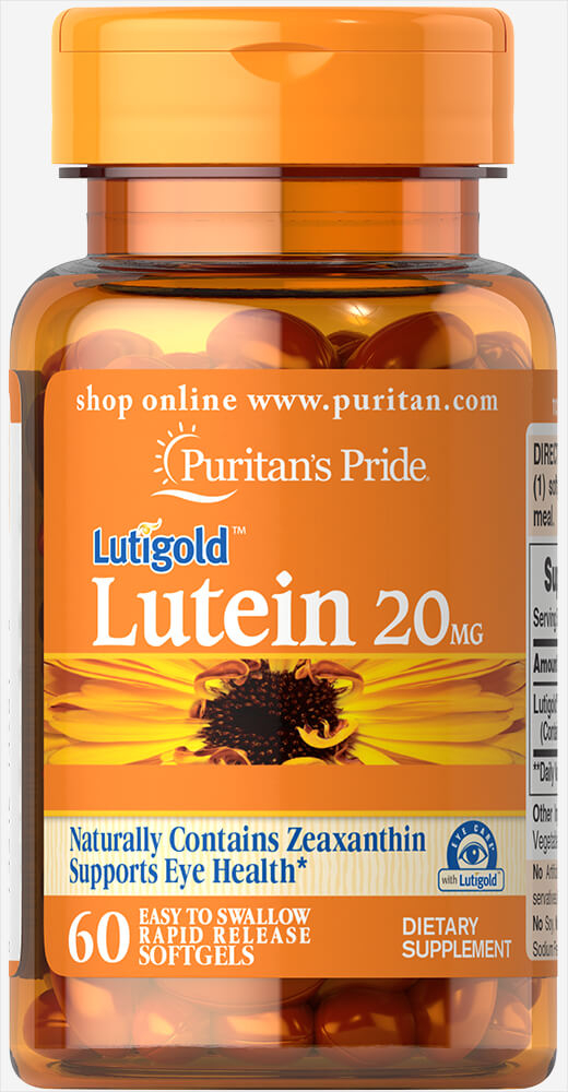 Лютеїн для зору з зеаксантином Puritan's Pride Lutein with Zeaxanthin 20 мг, 60 капсул (PTP-14901)