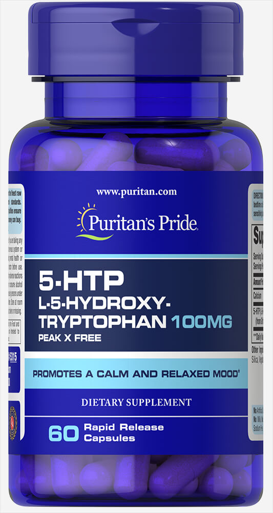 5-гідрокситриптофан Puritan's Pride 5-HTP 100 мг, 60 капсул (PTP-15315)