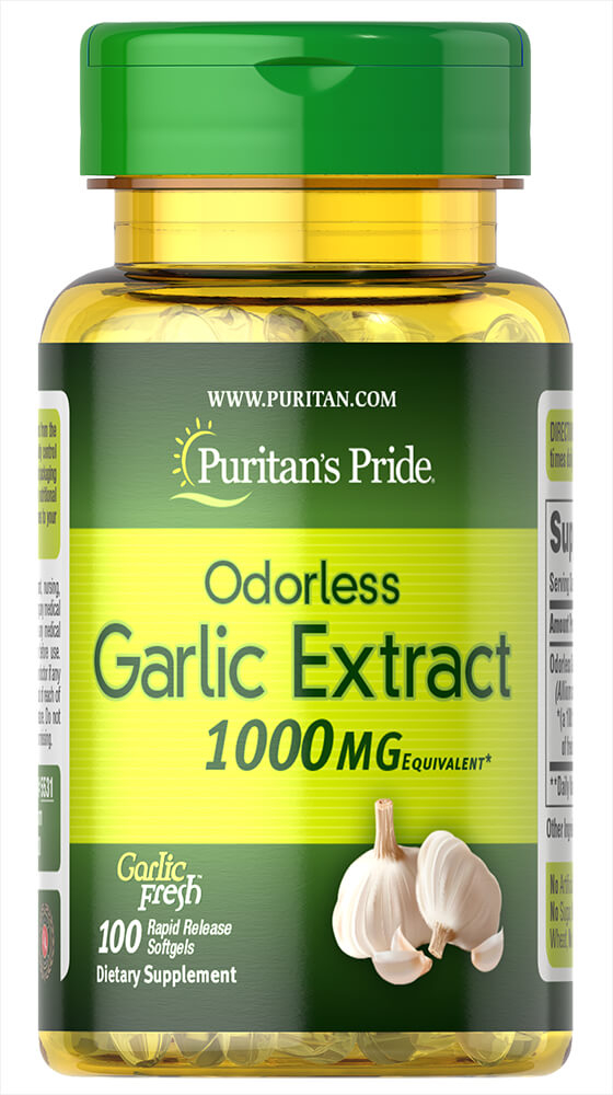 Часник Puritan's Pride Odorless Garlic без запаху 1000 мг, 100 капсул (PTP-15531)