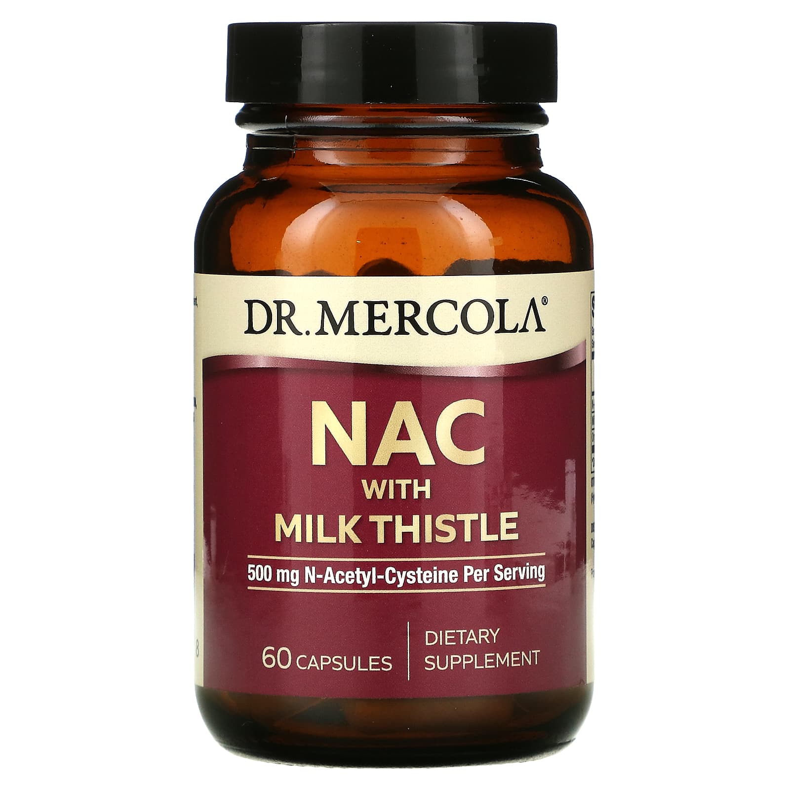 N-ацетилцистеїн з розторопшою Dr. Mercola NAC with Milk Thistle 500 мг, 60 капсул (MCL-01739)