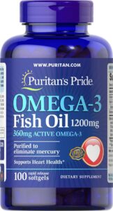 Омега-3 риб'ячий жир Puritan's Pride Omega-3 Fish Oil 1200 мг 360 мг активного, 100 капсул (PTP-13326)