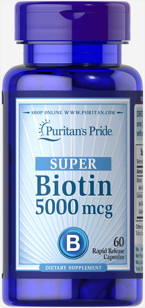 Біотин Puritan's Pride Biotin 5000 мкг, 60 капсул (PTP-13430)