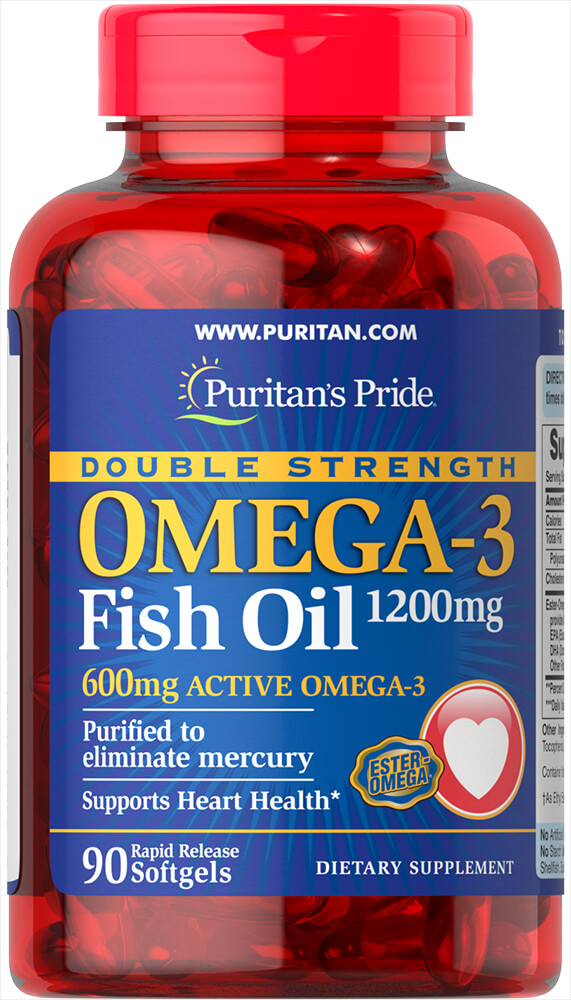 Омега-3 риб'ячий жир Puritan's Pride Omega-3 Fish Oil подвійна сила 1200/600 мг, 90 капсул (PTP-17131-6)
