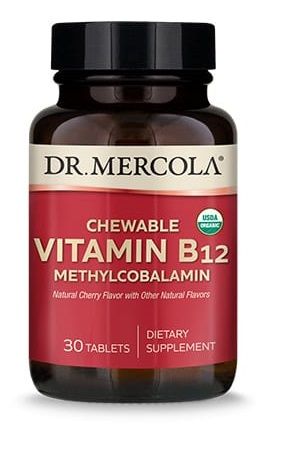 Вітамін В12 Dr. Mercola Vitamin B12 органік 1000 мкг, 30 жувальних пігулок (MCL-03663)