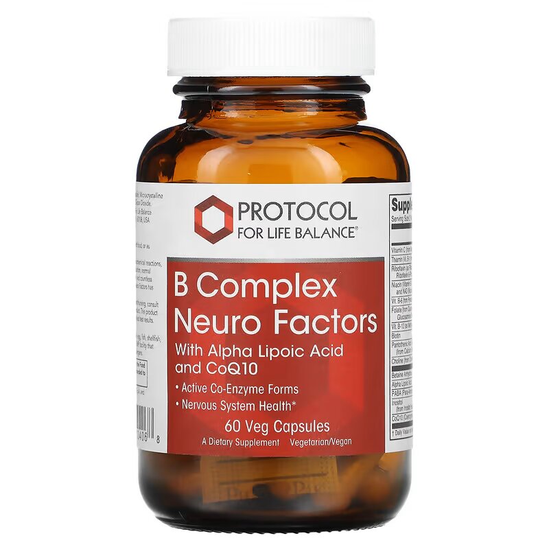 Комплекс вітамінів групи В Protocol for Life Balance B Complex Neuro Factors, 60 вегетаріанських капсул (PRT-10406)