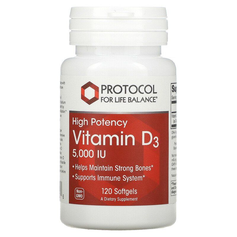 Вітамін Д3 Protocol for Life Balance Vitamin D3 5000 МО, 120 гелевих капсул (PRT-10372)