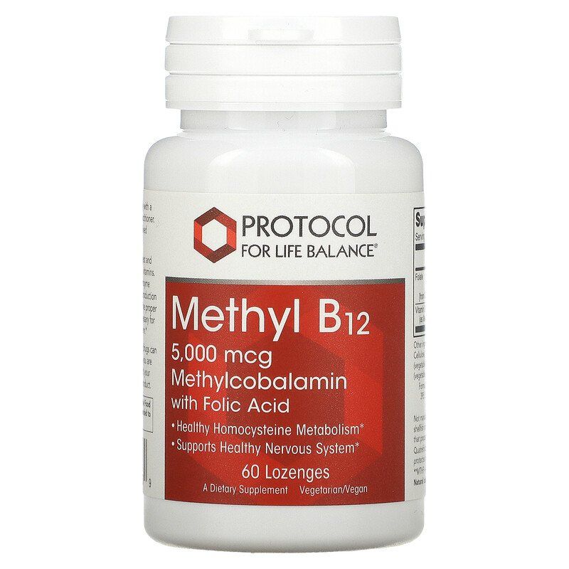 Метил В12 Protocol for Life Balance Methyl B12 5000 мкг, 60 пастилок (PRT-10496)