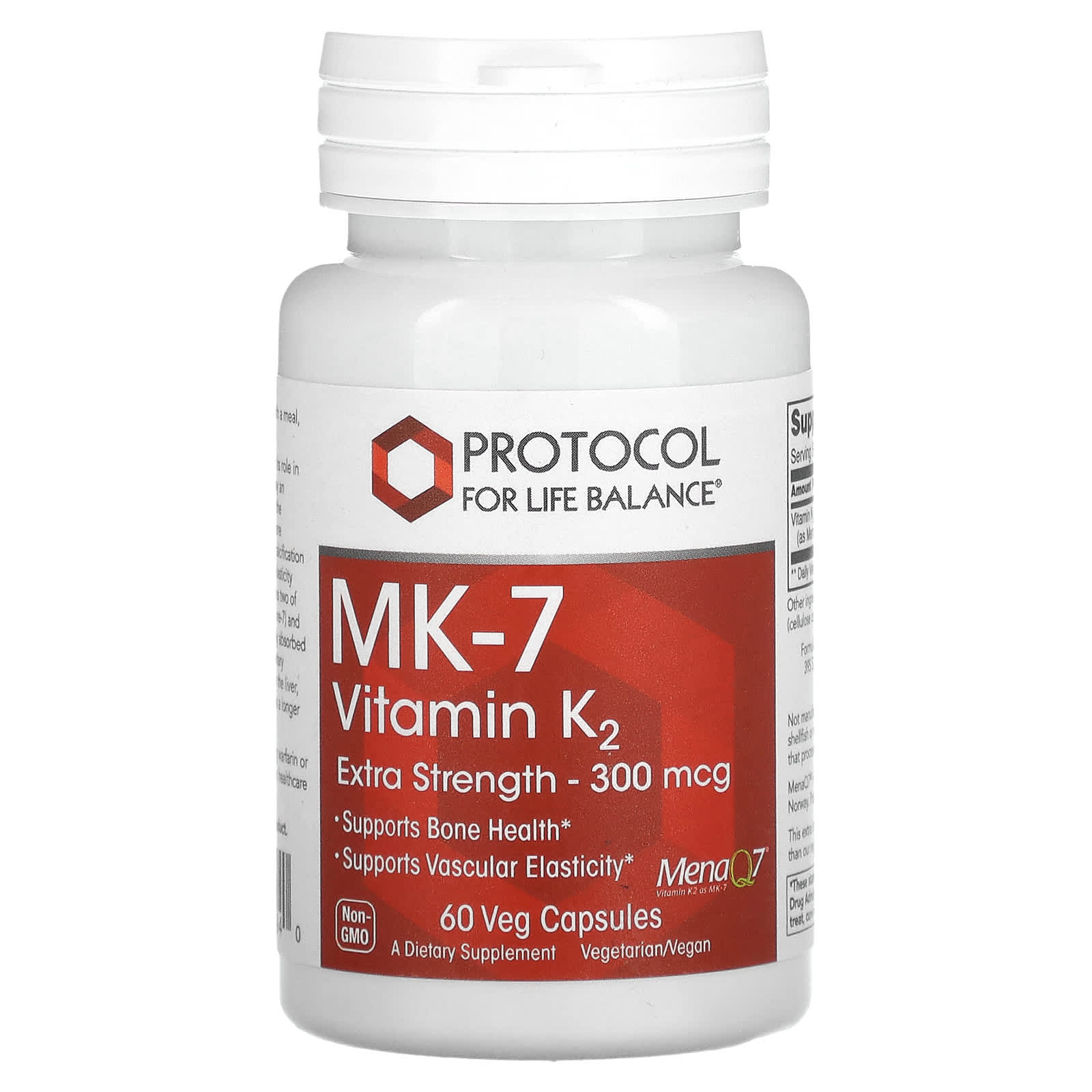 Вітамін К-2 (MK-7) Protocol for Life Balance MK-7 Vitamin K2 додаткова сила 300 мкг, 60 веганських капсул (PRT-10994)