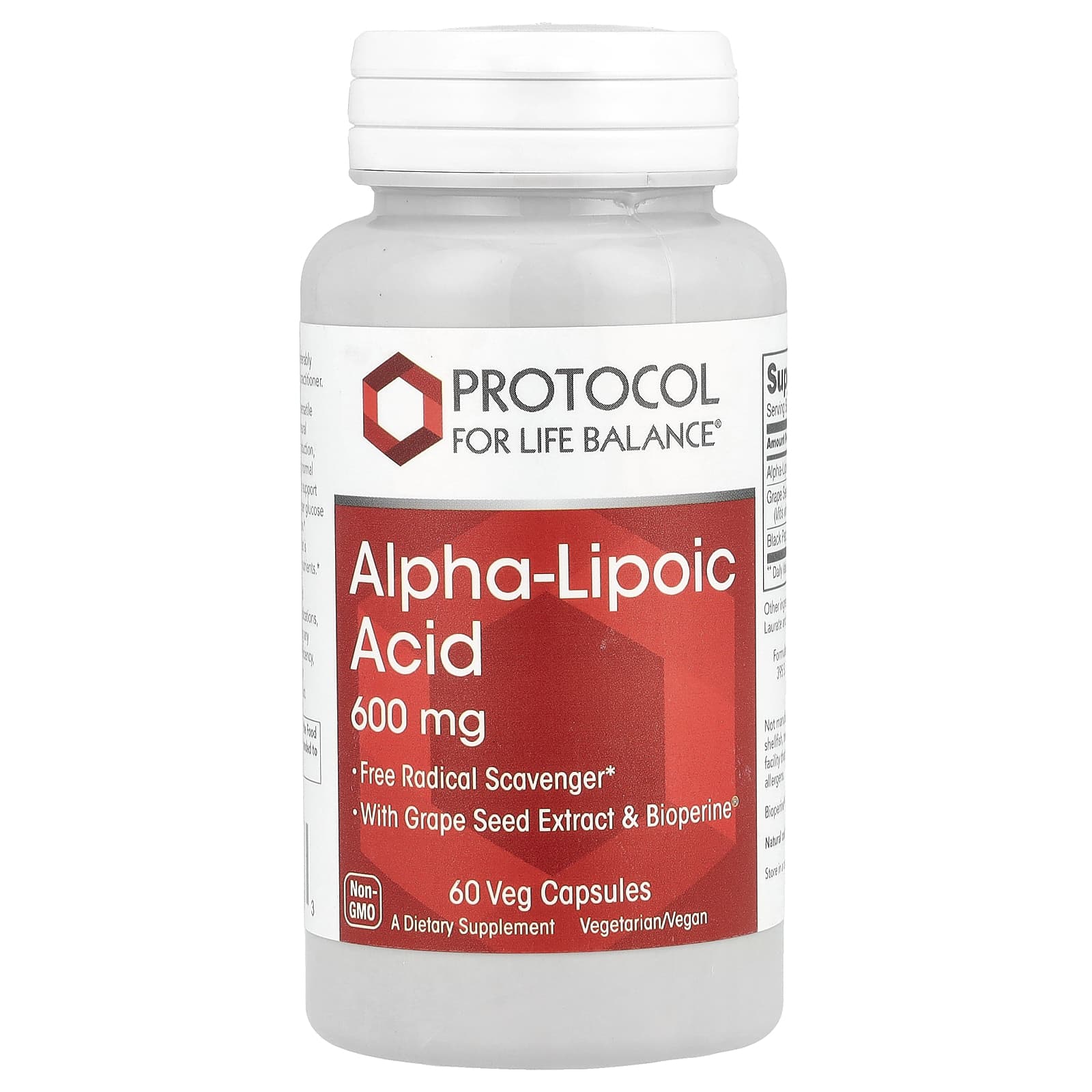 Альфа-ліпоєва кислота Protocol for Life Balance Alpha-Lipoic Acid 600 мг, 60 вегетаріанських капсул (PRT-13046)
