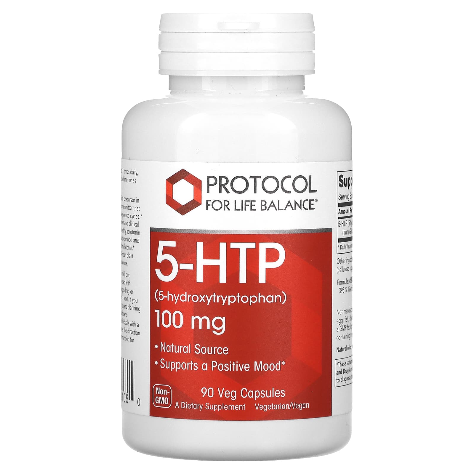5-HTP (5-Гідрокситриптофан) Protocol for Life Balance 5-HTP 100 мг, 90 рослинних капсул (PRT-10105)