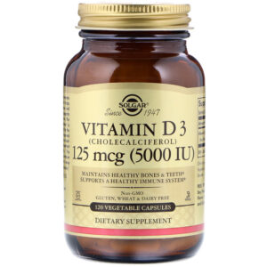 Вітамін Д3 Solgar (холекальциферол) Vitamin D3 Cholecalciferol 125 мкг (5000 МО), 120 вегетаріанських капсул (SOL-03313)