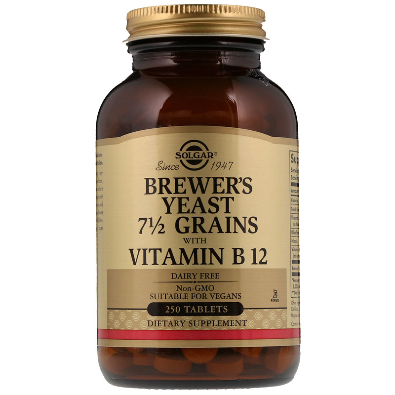 Пивні дріжджі з вітаміном B12 Solgar Brewer's Yeast with Vitamin B12, 250 таблеток (SOL-00400)