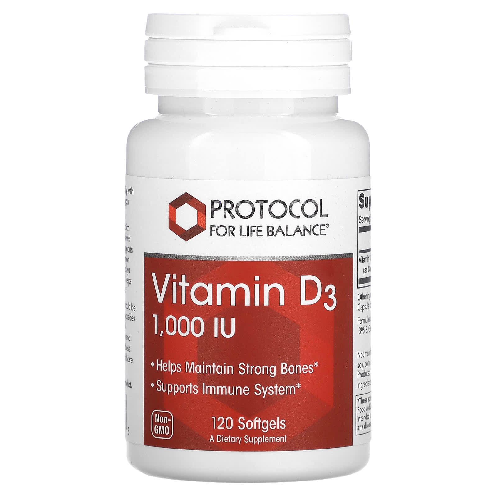 Вітамін Д3 Protocol for Life Balance Vitamin D3 1000 МО, 120 гелевих капсул (PRT-10365)