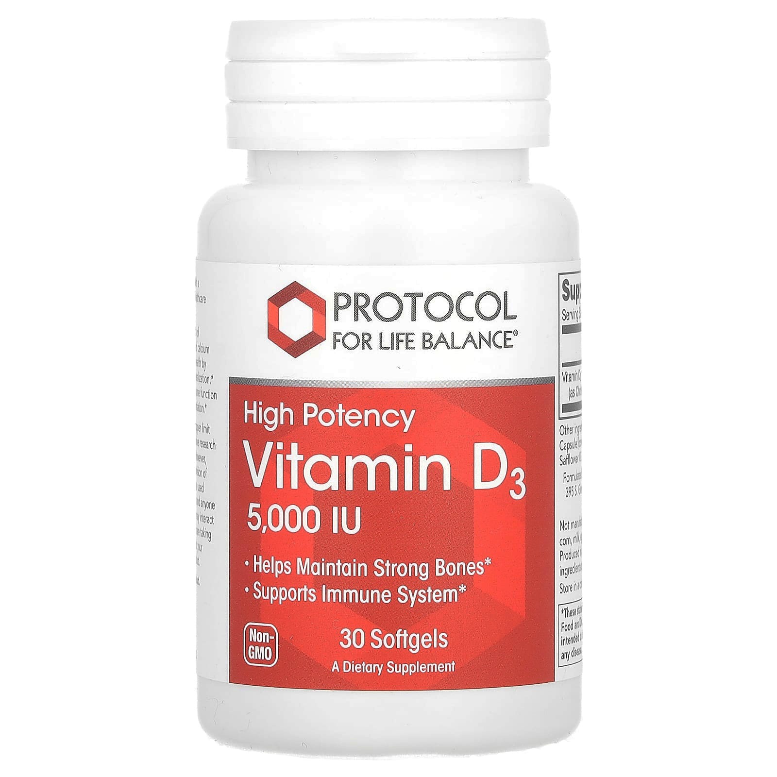 Вітамін Д3 Protocol for Life Balance Vitamin D3 висока ефективність 5000 МО, 30 гелевих капсул (PRT-10345)