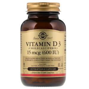 Вітамін D3 Solgar(холекальциферол) Vitamin D3 15 мкг (600 МЕ), 120 вегетаріанських капсул (SOL-03319)
