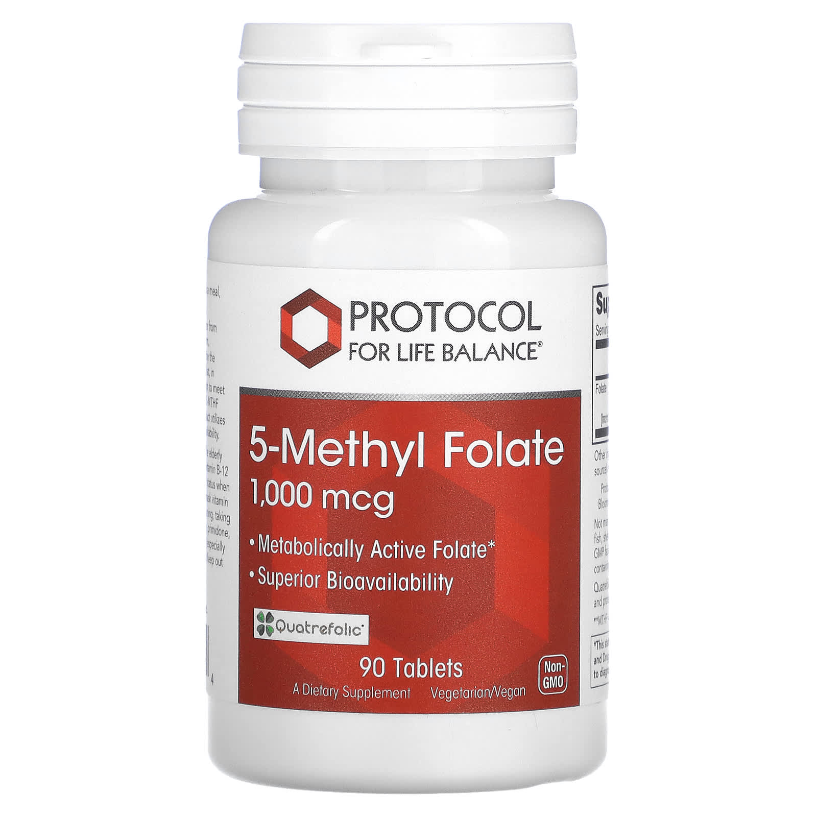 Метилфолат Protocol for Life Balance 5-Methyl Folate 1000 мкг, 90 веганських таблеток (PRT-10491)