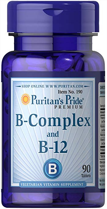 Вітаміни групи В Puritan's Pride Vitamin B-Complex and Vitamin B-12, 90 таблеток (PTP-10190)