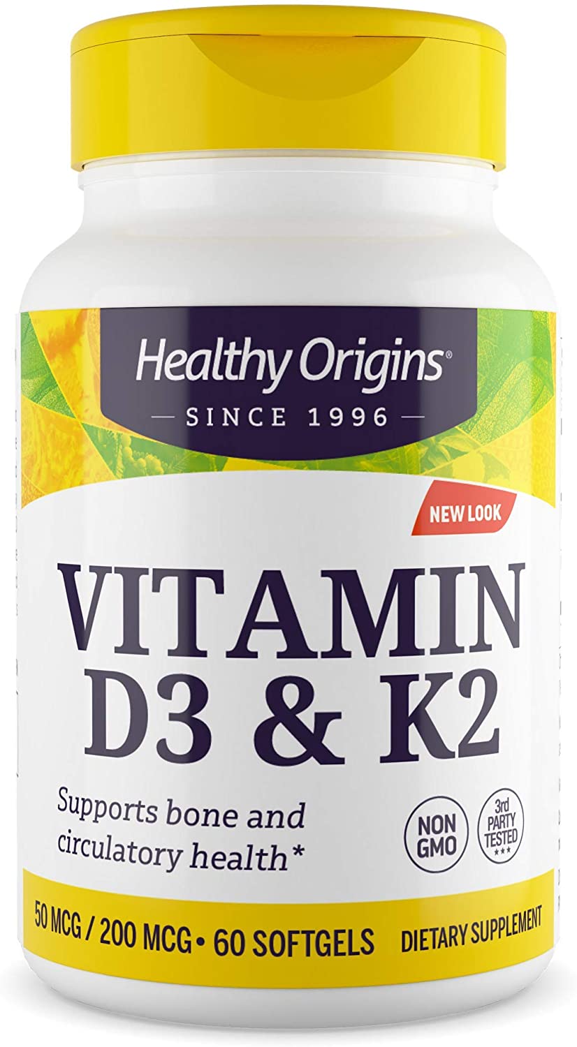 Вітамін Д3 і К2 Healthy Origins Vitamin D3 + K2, 60 гелевих капсул (HOG-27451)