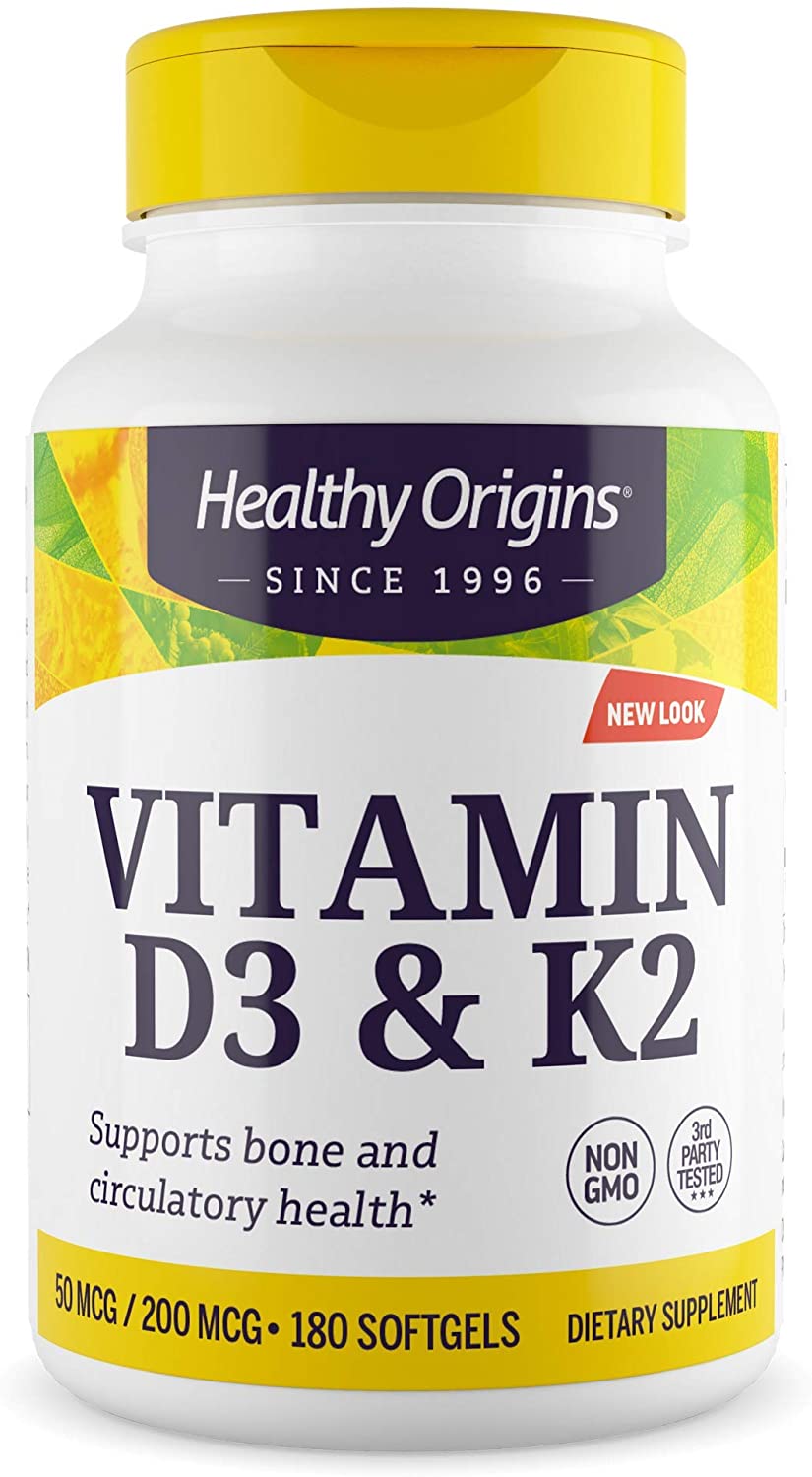 Вітамін Д3 і К2 Healthy Origins Vitamin D3 + K2, 180 гелевих капсул (HOG-27453)