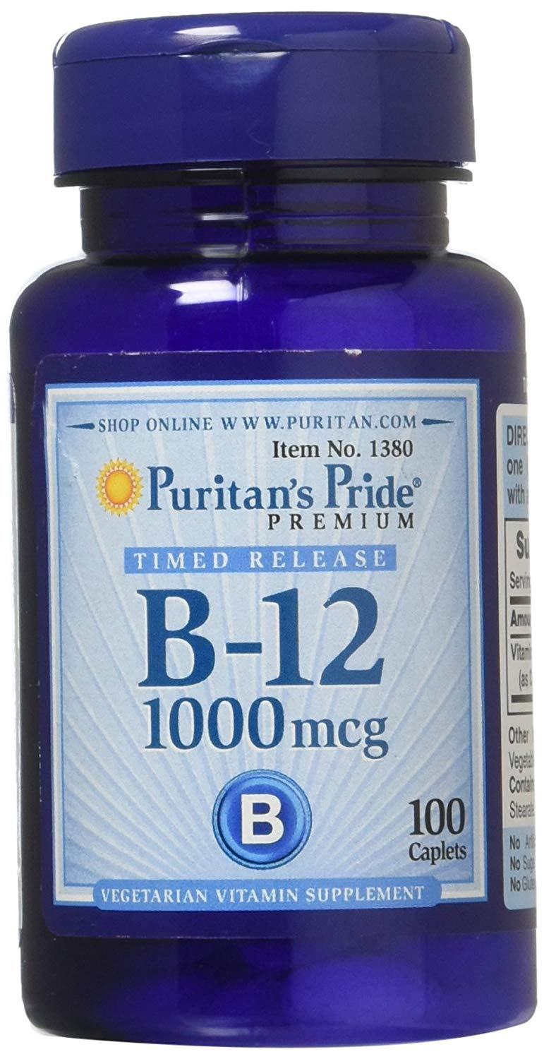 Вітамін В-12 Puritan's Pride Vitamin B-12 1000 мкг, 100 каплет із уповільненим вивільненням (PTP-11380)