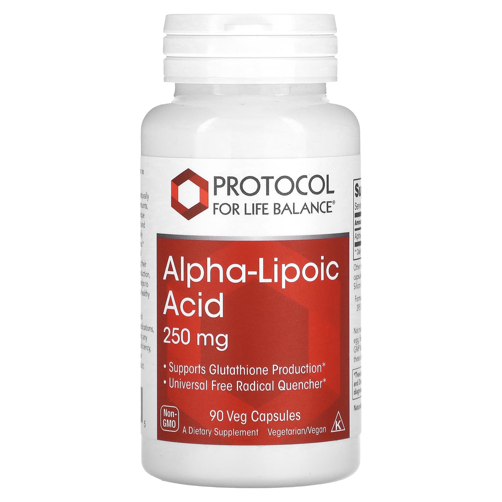 Альфа-ліпоєва кислота Protocol for Life Balance Alpha-Lipoic Acid 250 мг, 90 веганських капсул (PRT-13042)