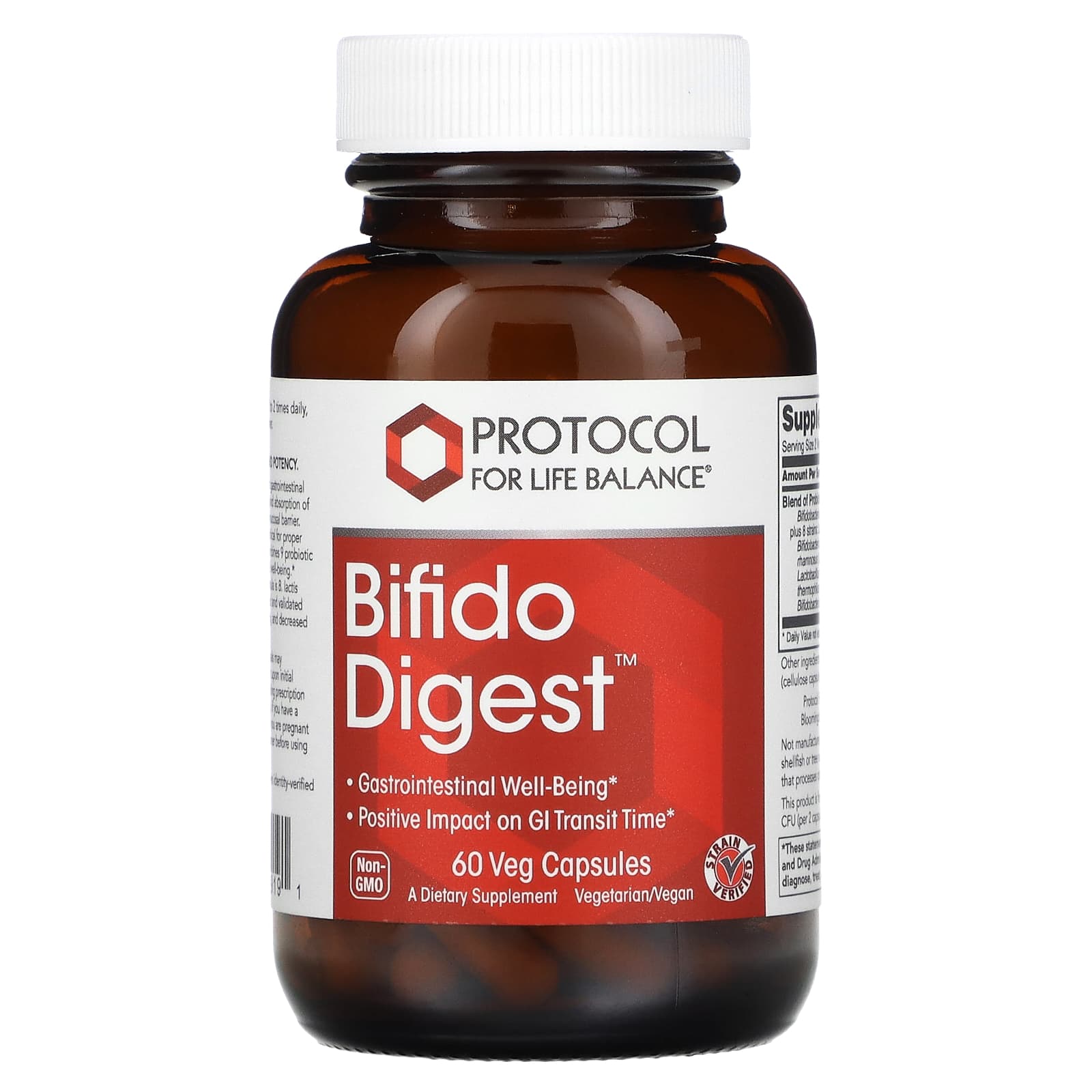 Пробіотики для травлення Protocol for Life Balance Bifido Digest 9 штамів 20 млрд КУО, 60 веганських капсул (PRT-12919)