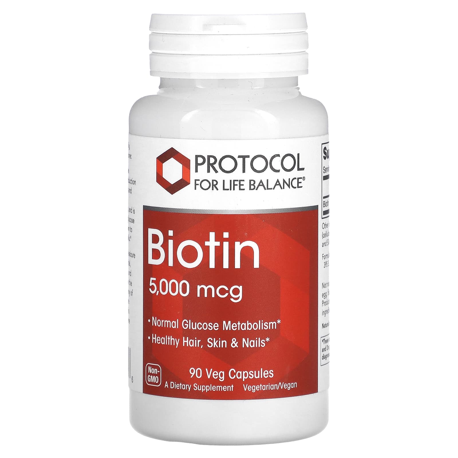Біотин Protocol for Life Balance Biotin 5000 мкг, 90 веганських капсул (PRT-10471)