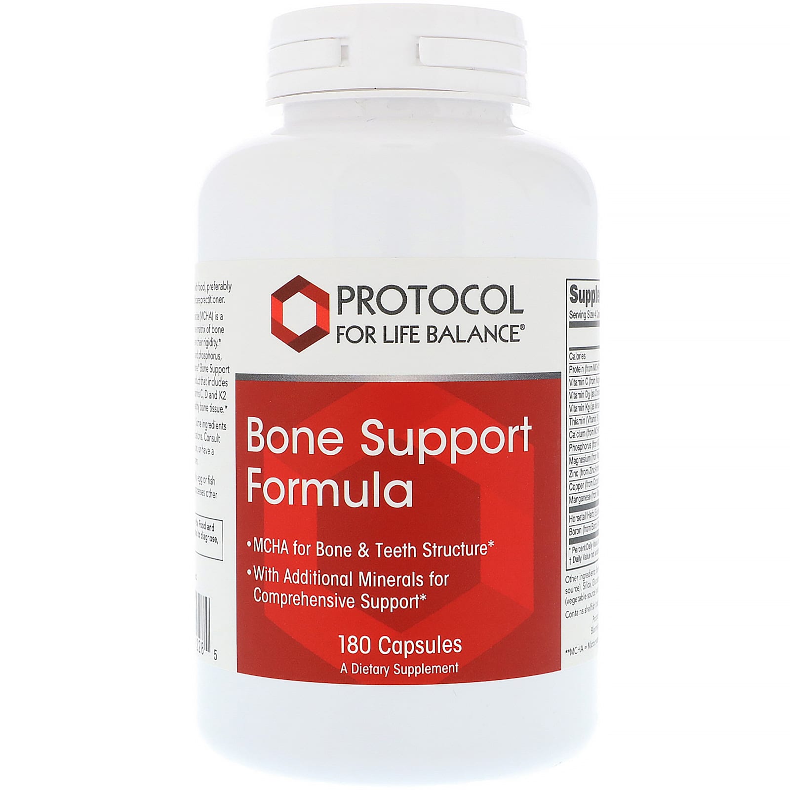 Підтримка кісток комплексна формула з MCHA Protocol for Life Balance Bone Support Formula 180 капсул (PRT-11228)