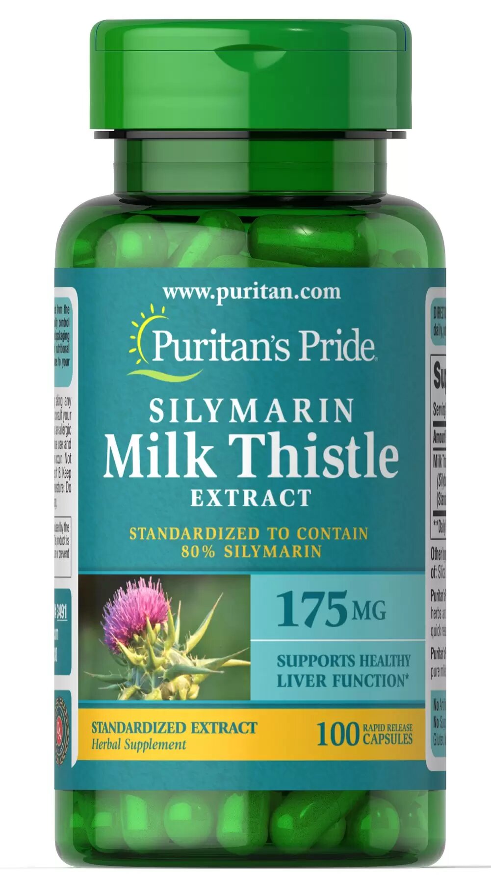Розторопша Puritan's Pride Milk Thistle (Silymarin) 175 мг, 100 капсул (PTP-13491)