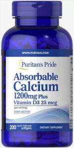 Кальцій і вітамін Д3 Puritan's Pride Absorbable Calcium with Vitamin D3 1200 мг / 1000 МО, 200 гелевих капсул (PTP-16274)