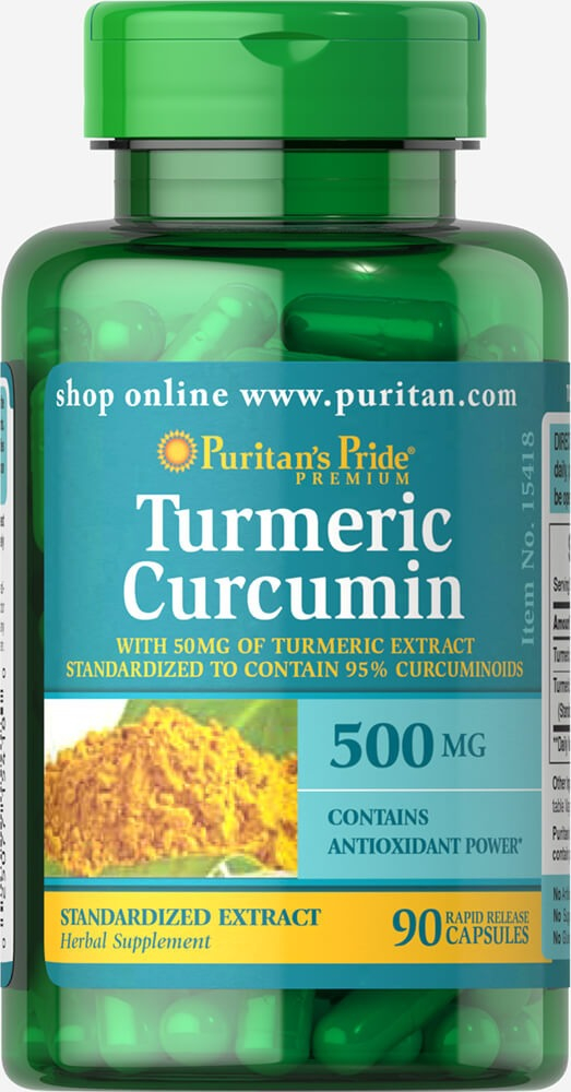 Куркумін Puritan's Pride Turmeric Curcumin 500 мг, 90 капсул (PTP-15418)